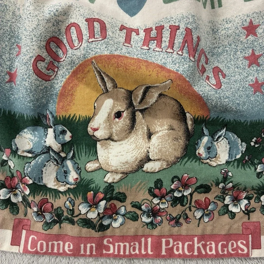 Country Style Waist Apron Red Check Bunny Rabbit Good Things Print Cottagecore
